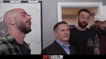 Brunette babe gets gangbanged by security guards at the airport