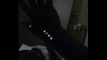 My first time ever wearing latex stockings gloves