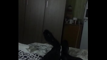 My first time ever wearing latex stockings gloves