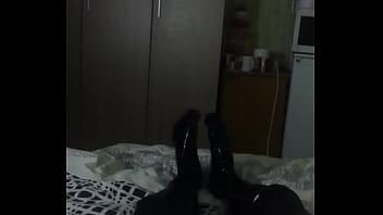 My first time ever wearing latex stockings gloves