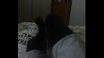 My first time ever wearing latex stockings gloves