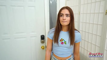 Petite brunette reese robbins deep fingers her pussy and sucks a hard dick