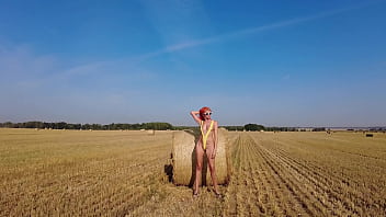 Yellow slingshot bikini on the field