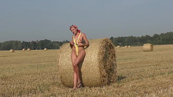 Yellow slingshot bikini on the field