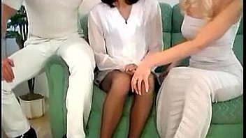 Two pretty babes in a hot ffm lingerie threesome