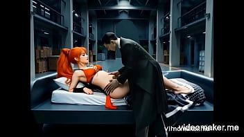 A small very cute young woman with long orange hair will be surprise by an evil genius on an island A small very cute young woman with long orange hair will be surprise by an evil genius on an island