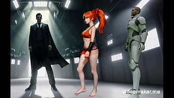 A Small Very Cute Young Woman With Long Orange Hair Will Be Surprise By An Evil Genius On An Island thumbnail