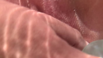 Underwater creampie and dildo in pussy