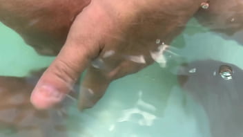Underwater creampie and dildo in pussy