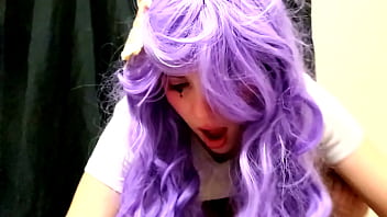 Ahegao slut tied up and teased with a big cock