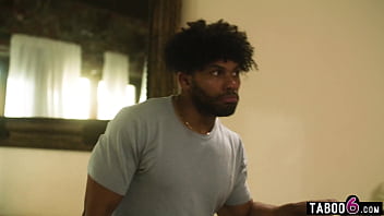 Ebony babysitter double fucked by her boyfriend and a neighbor