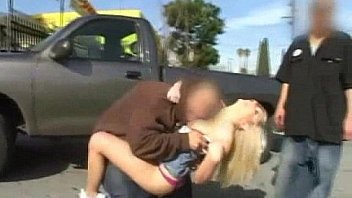Blonde babe banged in public