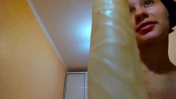 Boobs out of bra dildo suck and fuck