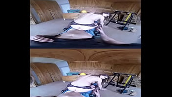 Carpenter's submissive client tied up for anal sex