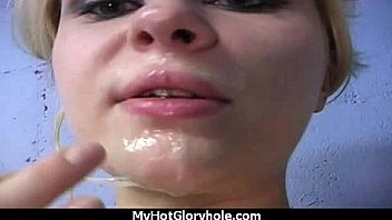 Ebony at the gloryhole jizzed on 27