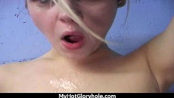 Ebony at the gloryhole jizzed on 27