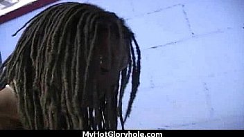 Ebony at the gloryhole jizzed on 27