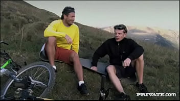 Sunny jay meets two mountain bikers and has a mmf threeway with a dp