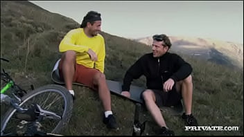 Sunny jay meets two mountain bikers and has a mmf threeway with a dp