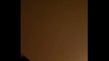 Pulling purple ponytail from behind