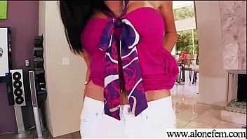 Alone horny girl start play with things as sex toys vid 06