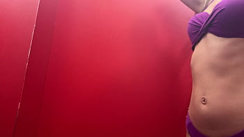 Trying on swimsuits in the fitting room