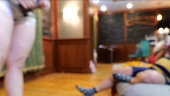 Teen with a saggy boobs sucks off fat and hairy dude