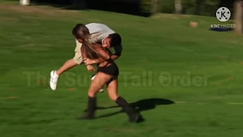 Amazons wrestle lift man