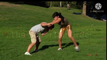 Amazons wrestle lift man Amazons wrestle lift man