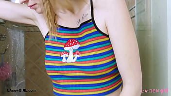 Gorgeous skinny model took a shower