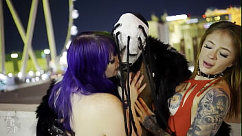 Legendary rockstar fucks two gothic slut after he played him his hit song