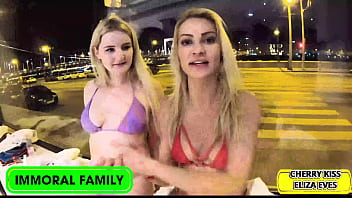 Eliza eves & cherry kiss' stepbrothers' taboo booty fuck challenge