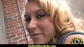 Horny lady enjoys gloryhole cocksucking interracial 20