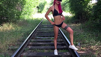 Pink haired babe public blowjob and sex free