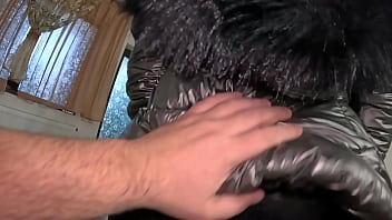 A lot of cum on my shiny down jacket from the gardener 270 preview