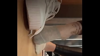 Happy st nicholas #leatherleggings #pedsocks #whiteandgreysock #feetfetish #teen