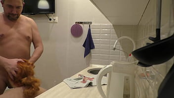 Pregnant neighbor blows me in the kitchen while her hubby works