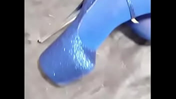 Sexy pantyhose and blue high heels