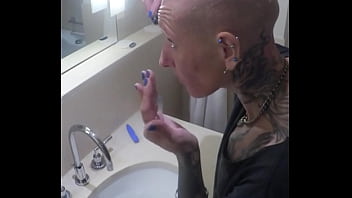 Watch me vilja take control of my transformation shaving my head and pussy smooth to be a perfect hairless fucktoy