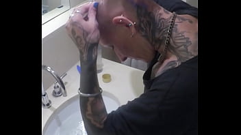 Watch me vilja take control of my transformation shaving my head and pussy smooth to be a perfect hairless fucktoy