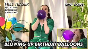 Blowing up birthday balloons