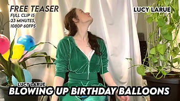 Blowing up birthday balloons