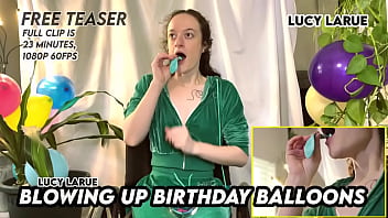 Blowing up birthday balloons