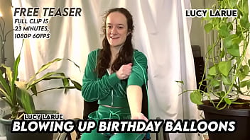 Blowing up birthday balloons