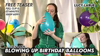 Blowing up birthday balloons Blowing up birthday balloons
