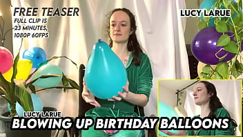 Blowing up birthday balloons