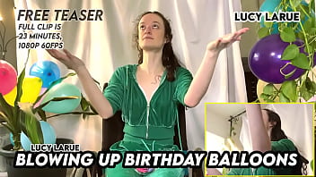 Blowing up birthday balloons