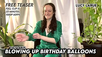 Blowing up birthday balloons Blowing up birthday balloons