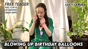 Blowing up birthday balloons