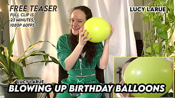 Blowing up birthday balloons Blowing up birthday balloons